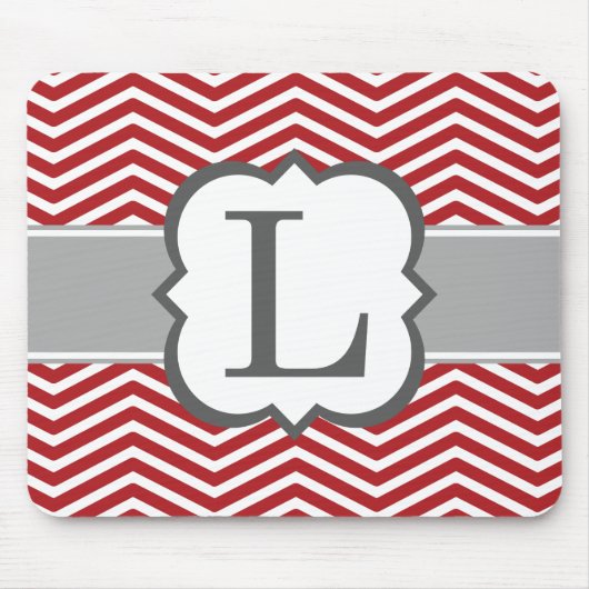 Rood wit monogram Letter L Chevron Muismat (Voorkant)