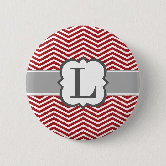 Rood wit monogram Letter L Chevron Ronde Button 5,7 Cm (Voorkant)