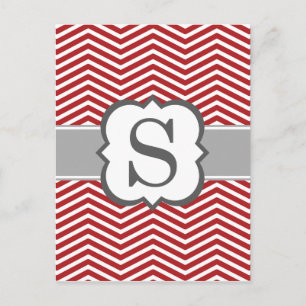 Rood wit monogram letter S Chevron Briefkaart