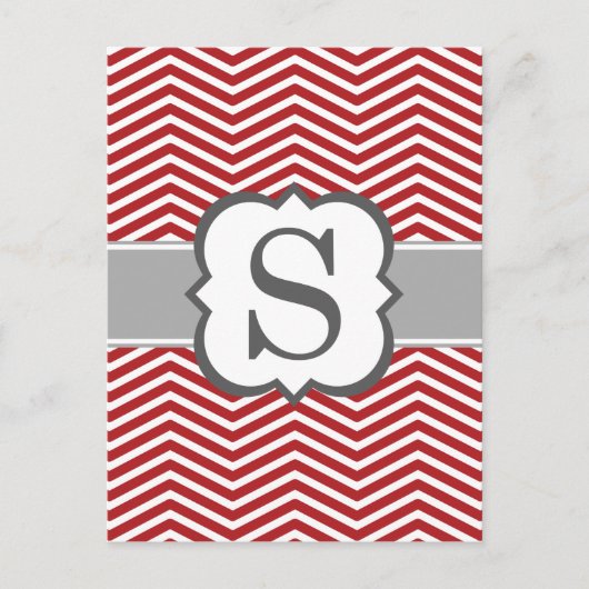 Rood wit monogram letter S Chevron Briefkaart (Voorkant)