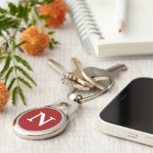 Rood wit monogram sleutelhanger (Zijkant)