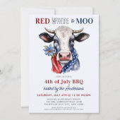 Rood Wit Moo Patriottisch Koe Boerderij 4 juli Kaart (Voorkant)