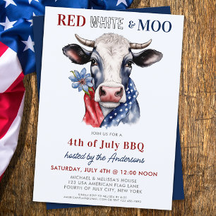 Rood Wit Moo Patriottisch Koe Boerderij 4 juli Kaart