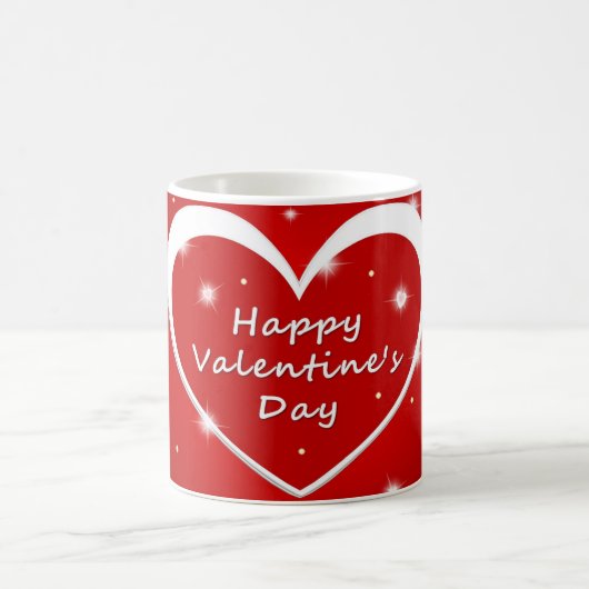 Rood & Wit Mousserende Hart Valentijnsdag Mok (Center)