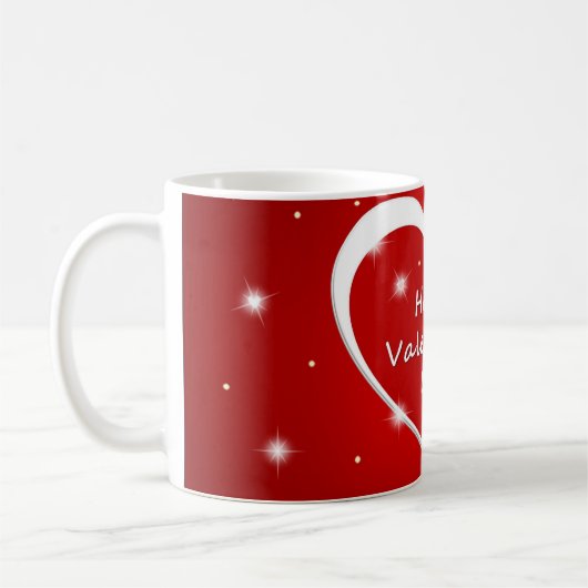 Rood & Wit Mousserende Hart Valentijnsdag Mok (Links)