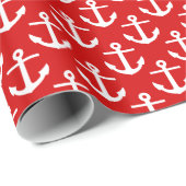 Rood Wit Nautisch Ankerspatroon Cadeaupapier (Rol Hoek)