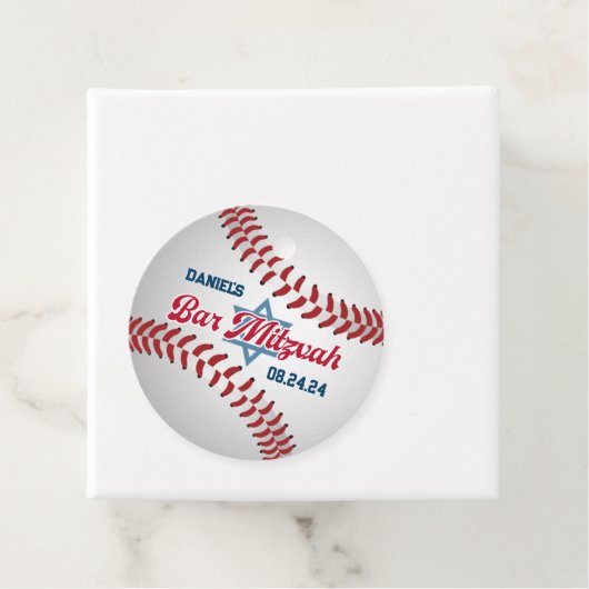 Rood, Wit, Navy Honkbal Bar Mitswa Bedankjes Labels (In situ)