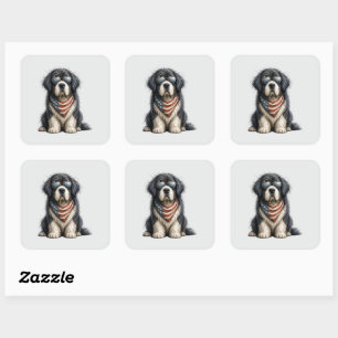 Rood, Wit & Newf Doggo Vierkante Sticker