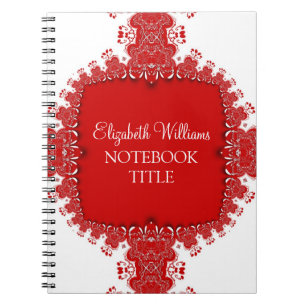 Rood wit Notitieboek met decor-kant