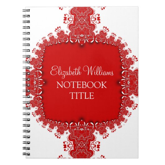 Rood wit Notitieboek met decor-kant (Voorkant)