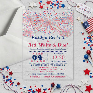 Rood, Wit & Op Komst 4 juli babyborrel Acryl Uitnodigingen