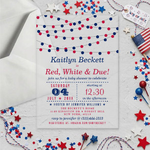 Rood, Wit & Op Komst 4 juli babyborrel Acryl Uitnodigingen