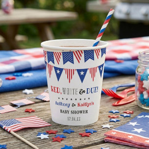 Rood, Wit & Op Komst! Baby Shower 4 juli Papieren Bekers