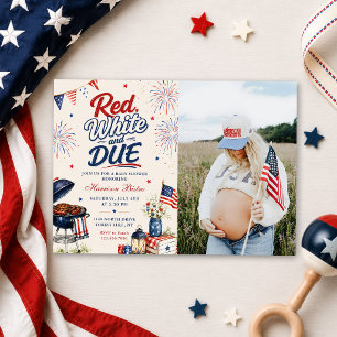 Rood, Wit & Op Komst Geslacht Neutrale Baby Shower Kaart