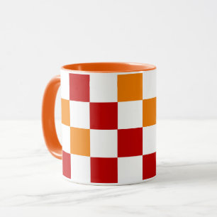 Rood Wit Oranje Geruit Patroonontwerp Mok