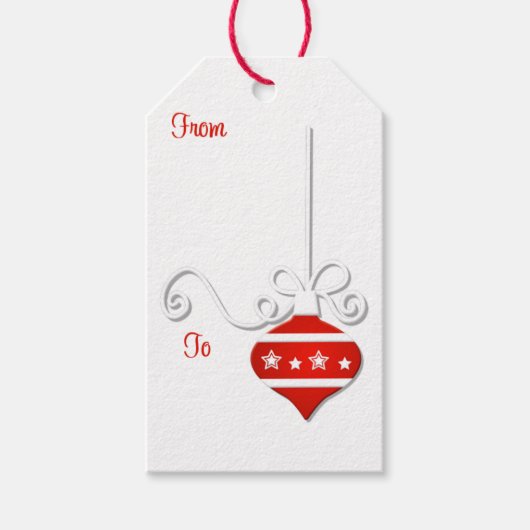 Rood wit Ornament Gift Labels Cadeaulabel (Voorkant)