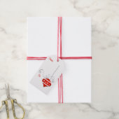 Rood wit Ornament Gift Labels Cadeaulabel (Met Touw)