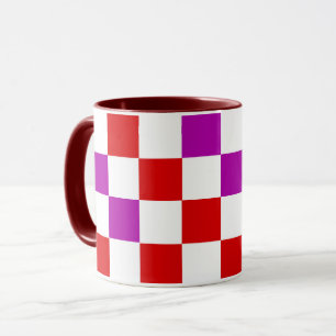 Rood Wit Paars Geruit Patroonontwerp Mok