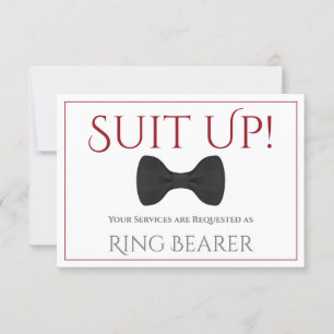 Rood & Wit Pak Up Be My Ring Bearer Fun Bow Stropd Kaart