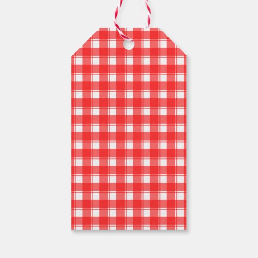 Rood Wit Plaid Bewerkbaar Inblikken of Gift Label Cadeaulabel (Achterkant)