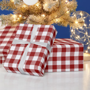 Rood wit plaid patroon Kerstmis Cadeaupapier