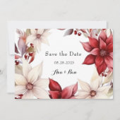 Rood Wit Poinsettia Bruiloft Save the Date Kaarten (Voorkant)