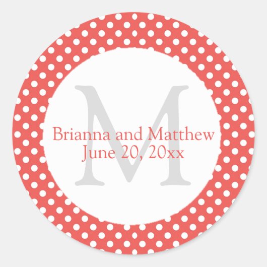 Rood & Wit Polka Dot Bruiloft Favor Sticker (Voorkant)