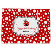 Rood Wit Polka Dots Ladybug Lijst Kinderen Verjaar Groot Cadeauzakje (Achterkant)
