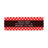 Rood Wit Polka Dots & Zwart Party Uitnodiging Etiket (Voorkant)