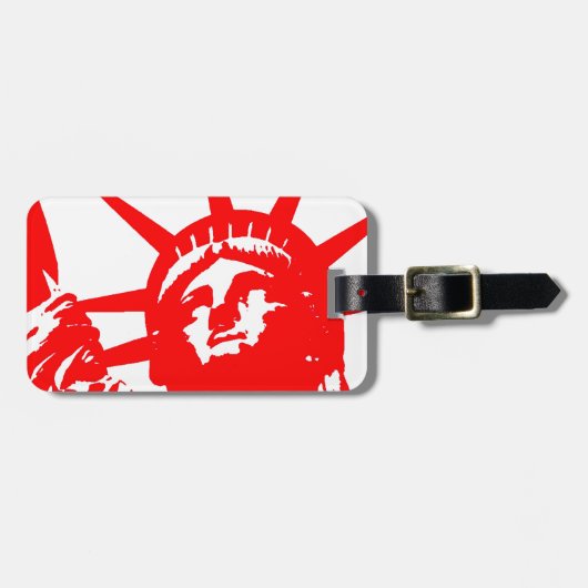 Rood & Wit Pop Art Lady Liberty Bagagelabel (Voorkant horizontaal)