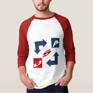 Rood wit raglan T-shirt voor heren DESIGN USA
