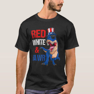 Rood Wit & Rawr Dinosaurus Rex Amerikaanse vlag Ju T-shirt