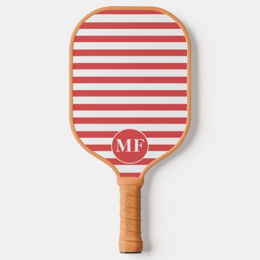 Rood & wit Rood Cabana Strepen Pickleball Paddle (Voorkant)