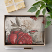 Rood & Wit Roses  Geïnspireerd Decoupage Tissuepapier (Geschenk)