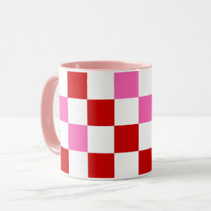 Rood Wit Roze Geruit Patroonontwerp Mok