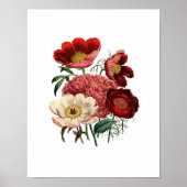 Rood Wit Roze  Waterverf Bloemen Poster (Voorkant)