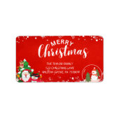 Rood Wit Rustiek Sneeuwvlok Kerstlabel Etiket (Voorkant)