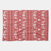 Rood & Wit Scandinavische Winterkerst Theedoek (Horizontaal)