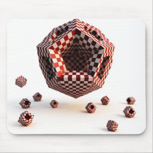 Rood & Wit Schaakbord Geometrische Objecten Muismat