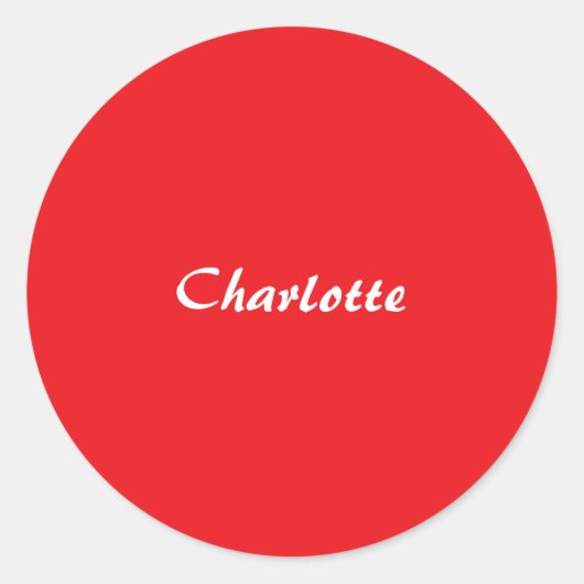 Rood wit Script Elegante minimalistische moderne n Ronde Sticker (Voorkant)