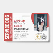Rood Wit Service Hond 2 Logo's & Foto ID Badge (Voorzijde)