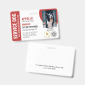 Rood Wit Service Hond 2 Logo's & Foto ID Badge (Voor- en achterkant)