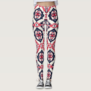 rood-wit-Slavisch patroon Leggings