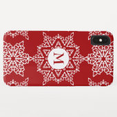 Rood Wit Sneeuwvlokken Kerstvakantie Monogram Case-Mate iPhone Case (Achterkant (horizontaal))