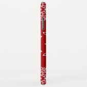 Rood Wit Sneeuwvlokken Kerstvakantie Monogram Case-Mate iPhone Case (Achterkant/rechts)