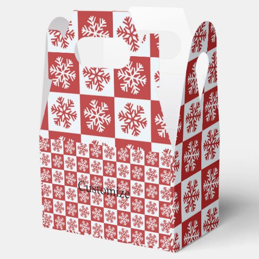 Rood/wit sneeuwvlokpatroon bedankdoosjes (Geopend)