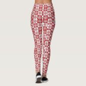 Rood/wit sneeuwvlokpatroon leggings (Achterkant)