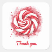 Rood & Wit Snoep Winter Verjaardag Vierkante Sticker (Voorkant)