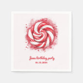 Rood & Wit Snoep Winterfeest Servet (Voorkant)