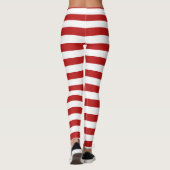 Rood wit snoepriet strepen kerstpatroon leggings (Achterkant)